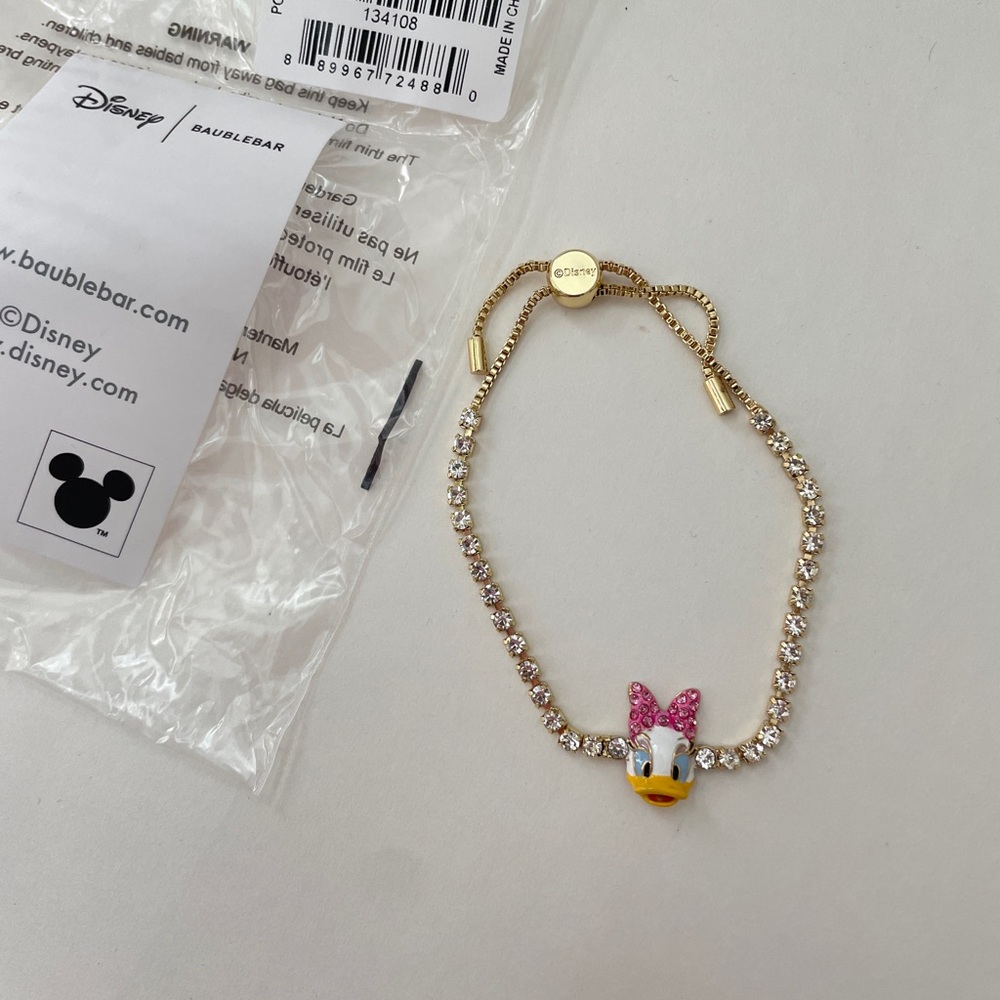 Disney X Baublebar Gold Daisy Duck Tennis Bracelet with Crystals
